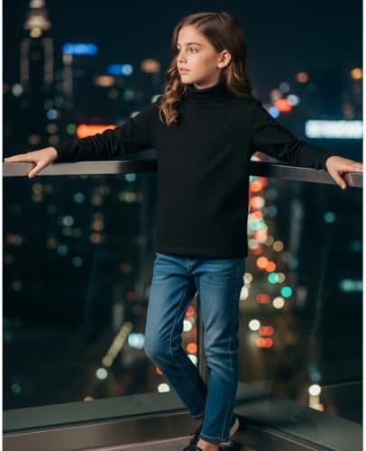 LUXFAB Kids Unisex Girls Boys Rib Polo Neck Top Turtle Neck Long Sleeve Rib Tops Size 5/6 7/8 9/10 11/12 & 13 Years