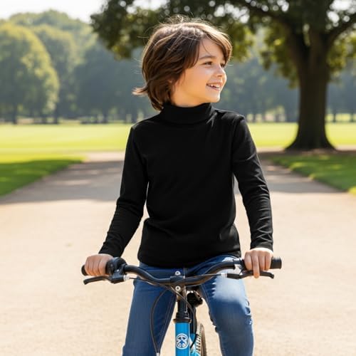 LUXFAB Kids Unisex Girls Boys Rib Polo Neck Top Turtle Neck Long Sleeve Rib Tops Size 5/6 7/8 9/10 11/12 & 13 Years