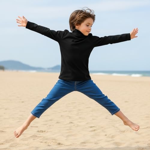 LUXFAB Kids Unisex Girls Boys Rib Polo Neck Top Turtle Neck Long Sleeve Rib Tops Size 5/6 7/8 9/10 11/12 & 13 Years