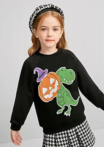 LXKA Kids Halloween Jumper Boys Girls Unisex Glow In The Dark Skeleton Dinosaur Pumpkin Sweatshirt Toddler Clothes Halloween Tops Children Long Sleeve 100% Cotton Crewneck Winter Outfits 1-7 Years