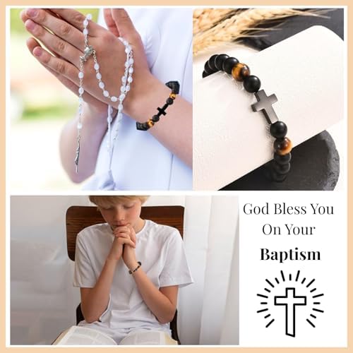 LynixTrade Cross Bracelet Gifts For Boys Confirmation Christening Baptism Gift For Boys Son Brother Grandson Nephew Religious Jewellery Present