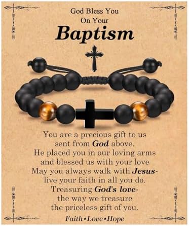 LynixTrade Cross Bracelet Gifts for Boys Confirmation Christening Baptism Gift for Boys Son Brother Grandson Nephew Religious Jewellery Present