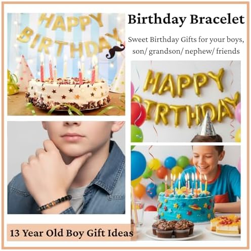 LynixTrade Tiger Eye Bracelet 13th Birthday Gifts For Boys Birthday Gifts For 13 Year Old Boys Son Grandson Brother Nephew Friend