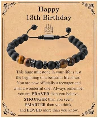 LynixTrade Tiger Eye Bracelet 13th Birthday Gifts for Boys Birthday Gifts for 13 Year Old Boys Son Grandson Brother Nephew Friend