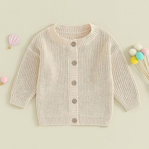 LYSINK Toddler Baby Girls Knitted Cardigan Long Sleeve Button Down Sweater Tops Fall Winter Solid Color Warm Coat Outwear