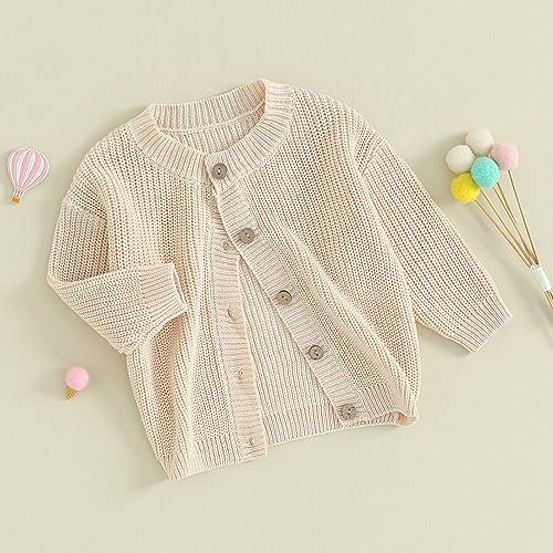 LYSINK Toddler Baby Girls Knitted Cardigan Long Sleeve Button Down Sweater Tops Fall Winter Solid Color Warm Coat Outwear
