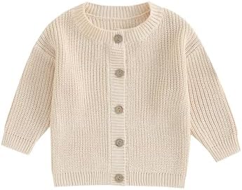 LYSINK Toddler Baby Girls Knitted Cardigan Long Sleeve Button Down Sweater Tops Fall Winter Solid Color Warm Coat Outwear