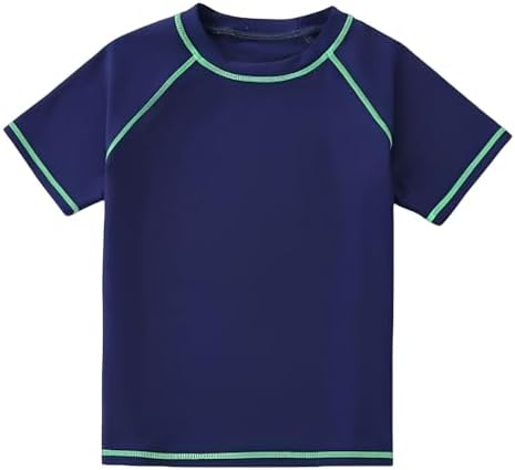 LYZOURBB Boys Rash Guard Shirt Short Sleeve Swim Shirts Toddler Kids Youth Rashguard Water Shirt UPF+ 50 Quick Dry Shirts for 4-11Years