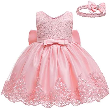 LZH Baby Girls Flower Wedding Dress Toddler Birthday Party Pageant Baptism Christening Tutu Gown Bowknot Dress