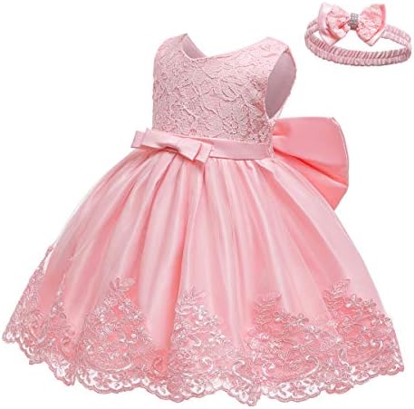 LZH Baby Girls Flower Wedding Dress Toddler Birthday Party Pageant Baptism Christening Tutu Gown Bowknot Dress