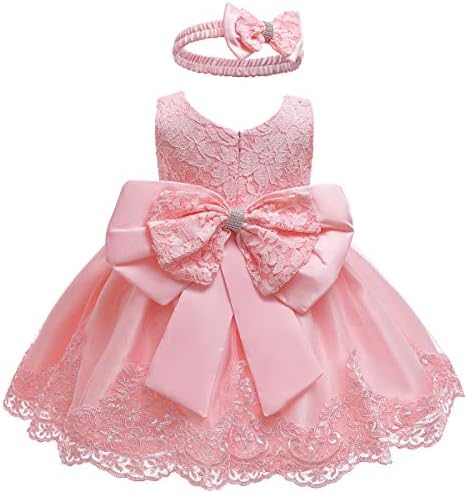LZH Baby Girls Flower Wedding Dress Toddler Birthday Party Pageant Baptism Christening Tutu Gown Bowknot Dress