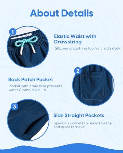 MaaMgic Boys Swimming Shorts 2 In 1 Boxer Brief Compression Liner Toddler Swim Trunks Stretchy Quick Dry Anti Chafe Swimsuits With Pockets