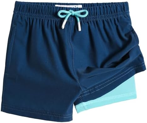 MaaMgic Boys Swimming Shorts 2 In 1 Boxer Brief Compression Liner Toddler Swim Trunks Stretchy Quick Dry Anti Chafe Swimsuits With Pockets