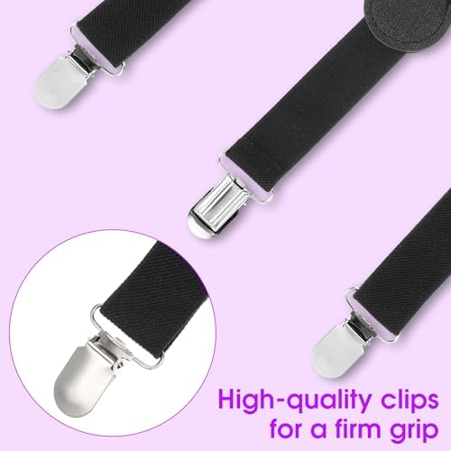 Mabor Boys & Girls Suspenders Elastic Y-Back Design Adjustable Size Black One Size (Adjustable Up To 35 Inches) Metal Clips Unisex Boy's 1pcs