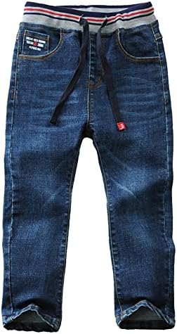 Maeau Boys' Jeans Casual Elastic Waist Washed Denim Trousers Jeans Age 3-14 Years