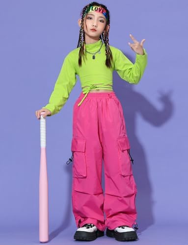 Maeau Girls Baggy Cargo Trousers Hip Hop Dance Bottoms Kid Y2K Vintage Joggers Athletic Sweatpants Loose School Pant For 3-16 Years
