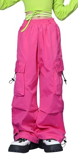 Maeau Girls Baggy Cargo Trousers Hip Hop Dance Bottoms Kid Y2K Vintage Joggers Athletic Sweatpants Loose School Pant for 3-16 Years