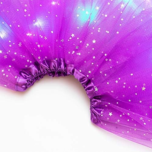Magic Light Princess LED Dancing Skirt Luminous Christmas Party Stage Tulle Ballet Girl Girls Rainbow Tutu Shiny Skirts Outfit Layered Ballet Tulle Sparkling Skirt For Girl