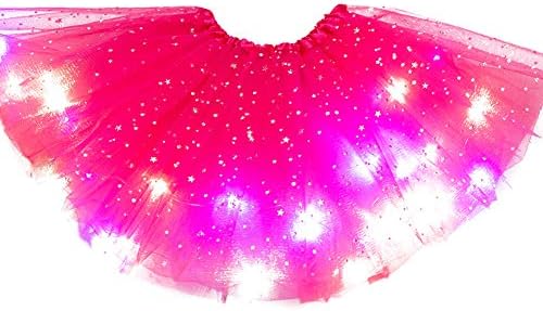Magic Light Princess LED Dancing Skirt Luminous Christmas Party Stage Tulle Ballet Girl Girls Rainbow Tutu Shiny Skirts Outfit Layered Ballet Tulle Sparkling Skirt for Girl