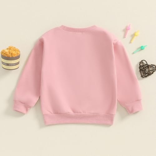 MAHUAOYIXI Baby Girls Birthday Outfits Sweatshirts For Kids Girls Boys T Shirt Long Sleeve Crewneck Letter Embroidery Loose Fit Pullover Tops Toddler Clothes Birthday Gift For Girls