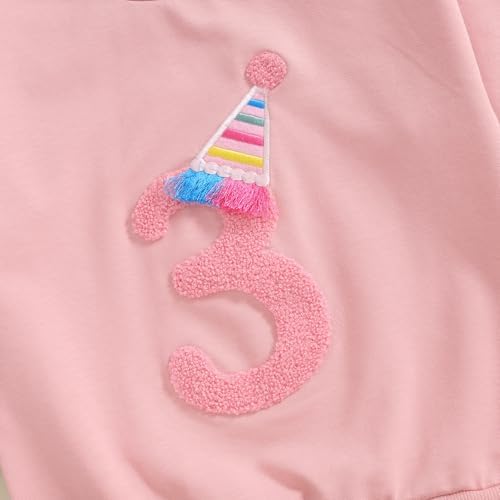 MAHUAOYIXI Baby Girls Birthday Outfits Sweatshirts For Kids Girls Boys T Shirt Long Sleeve Crewneck Letter Embroidery Loose Fit Pullover Tops Toddler Clothes Birthday Gift For Girls