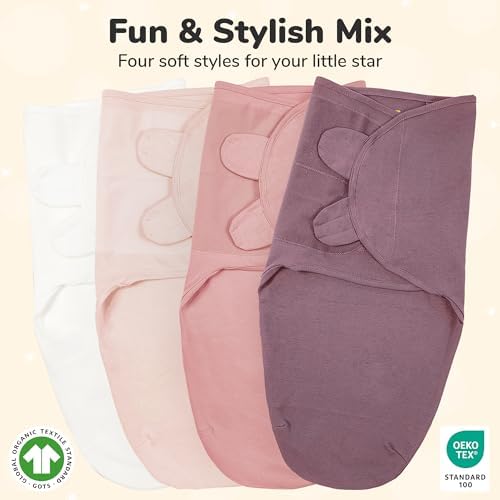 Mama Cheetah Baby Swaddle Sack Organic Cotton Swaddle Blanket Adjustable Swaddling Sleep Sacks Easy Swaddles For Boy Girl 0-3 Month Baby Essentials 4-Pack