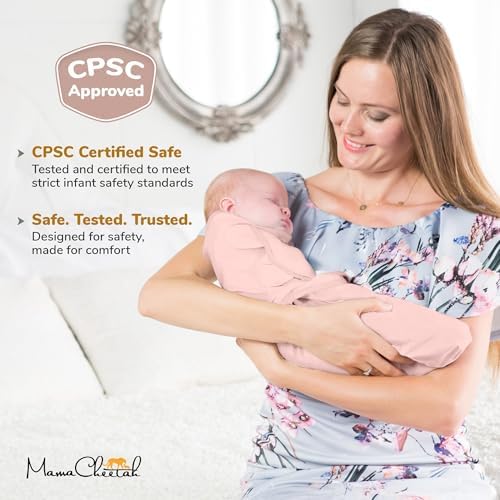 Mama Cheetah Baby Swaddle Sack Organic Cotton Swaddle Blanket Adjustable Swaddling Sleep Sacks Easy Swaddles For Boy Girl 0-3 Month Baby Essentials 4-Pack