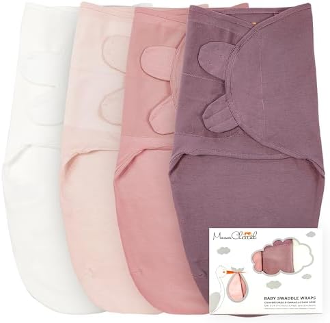 Mama Cheetah Baby Swaddle Sack Organic Cotton Swaddle Blanket Adjustable Swaddling Sleep Sacks Easy Swaddles for Boy Girl 0-3 Month Baby Essentials 4-Pack