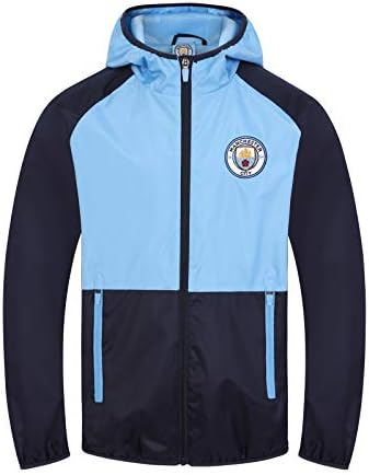 MANCHESTER CITY Boys Jacket Shower Windbreaker Kids OFFICIAL Football Gift