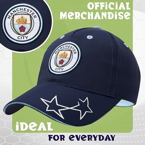 Manchester City F.C. Boys Baseball Cap Adjustable Strap Sun Hat Kids Teenagers Navy
