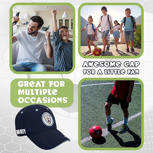 Manchester City F.C. Boys Baseball Cap Adjustable Strap Sun Hat Kids Teenagers Navy