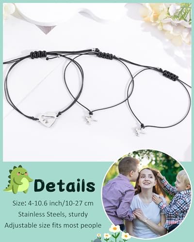 MANVEN 2/3pcs Mother Son Bracelet Dinosaur Bracelets Mother Son Gifts Mommy And Me Back To School Birthday Gradution First Day Of School Christmas For Teenage Boys