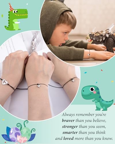 MANVEN 2/3pcs Mother Son Bracelet Dinosaur Bracelets Mother Son Gifts Mommy And Me Back To School Birthday Gradution First Day Of School Christmas For Teenage Boys