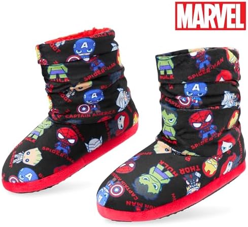 Marvel Avengers Boys Slippers - Plush Indoor House Shoes Warm Boot Slippers Kids Size 11-1 Non Slip Sole - Boys Gifts