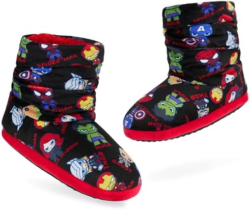 Marvel Avengers Boys Slippers - Plush Indoor House Shoes Warm Boot Slippers Kids Size 11-1 Non Slip Sole - Boys Gifts