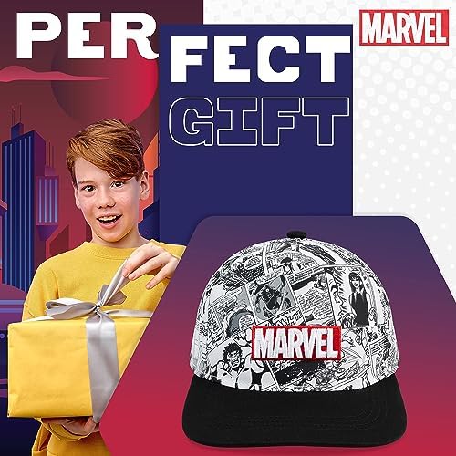 Marvel Baseball Cap For Boys Teenagers Peaked Sun Hat Kids Lightweight Summer Sun Hat Holiday Sports Travel Essentials Black/White