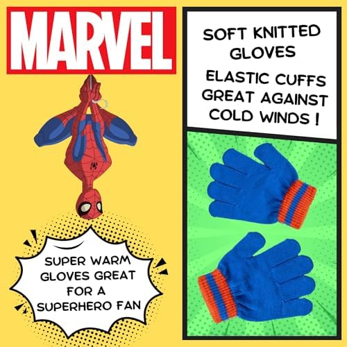Marvel Boys Avengers Bobble Hat + Snood Scarf + Gloves Set Winter 3 Piece Set Kids Gift