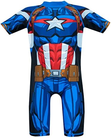 Marvel Boys Avengers Swimsuit Captain America Costume Rash Guard