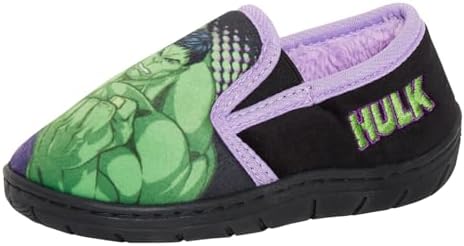 Marvel Boys Incredible Hulk Slippers For Kids Boys Slip On Fleece Fur Lined House Shoes