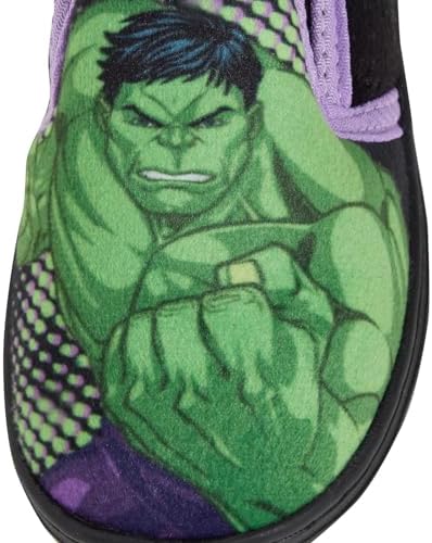 Marvel Boys Incredible Hulk Slippers For Kids Boys Slip On Fleece Fur Lined House Shoes