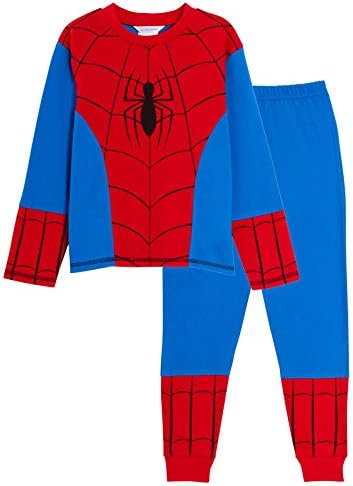 Marvel Boys Spiderman Pyjamas Kids Novelty Full Length Dress UP Pjs Avengers Nightwear Set