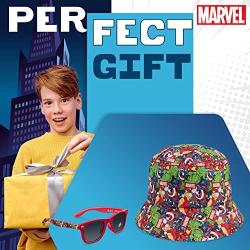 Marvel Kids Bucket Hat And Sunglasses Set Lightweight Sun Hat 100% UV Protection Sunglasses - Kids Gifts