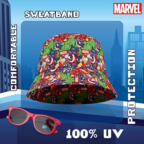 Marvel Kids Bucket Hat And Sunglasses Set Lightweight Sun Hat 100% UV Protection Sunglasses - Kids Gifts