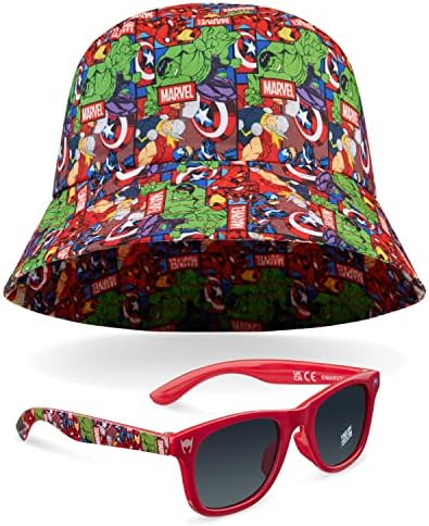 Marvel Kids Bucket Hat and Sunglasses Set Lightweight Sun Hat 100% UV Protection Sunglasses - Kids Gifts