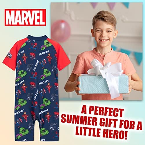 Marvel Kids Swimming Costume Summer Holiday Essentials For Kids Hulk Spiderman Childrens Swimwear 3-10 Years Short Sleeve Full Body Swimsuit Beachwear