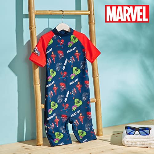 Marvel Kids Swimming Costume Summer Holiday Essentials For Kids Hulk Spiderman Childrens Swimwear 3-10 Years Short Sleeve Full Body Swimsuit Beachwear