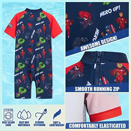 Marvel Kids Swimming Costume Summer Holiday Essentials For Kids Hulk Spiderman Childrens Swimwear 3-10 Years Short Sleeve Full Body Swimsuit Beachwear
