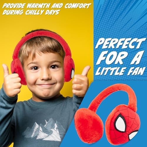 Marvel Spiderman Boys Fluffy Earmuffs Winter Ear Warmers - Gifts For Boys