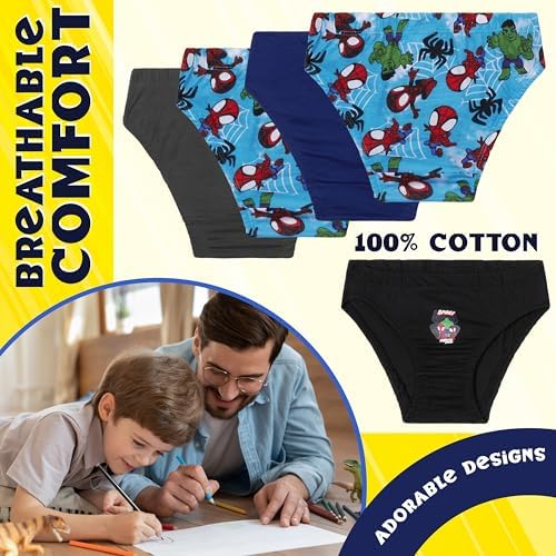 Marvel Spiderman Boys Pants Multipack Of 5 Soft Breathable Toddlers Kids Underwear Assorted Captain America Hulk Avengers