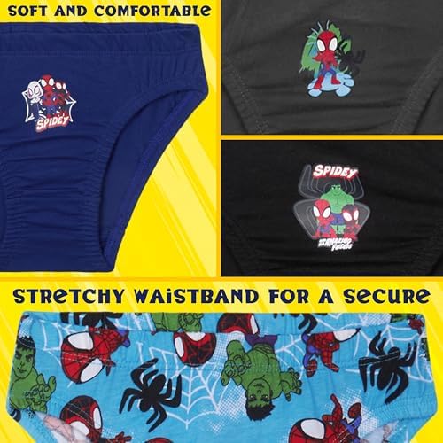 Marvel Spiderman Boys Pants Multipack Of 5 Soft Breathable Toddlers Kids Underwear Assorted Captain America Hulk Avengers